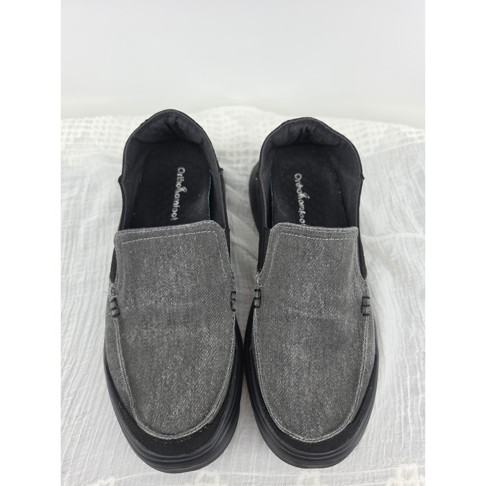 Orthocomfoot Mens Slip On Canvas Shoes Charcoal Gray Black Loafers 21JC02 Size 9